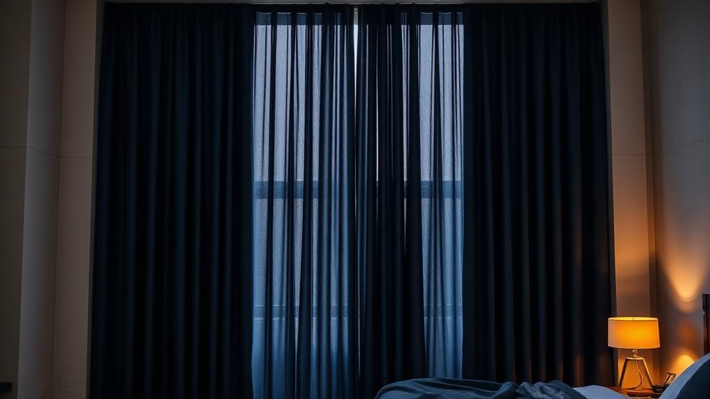 thick acoustic curtains covering window to block outside noise