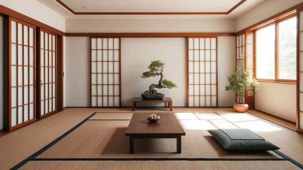 quiet modern living room with balanced design