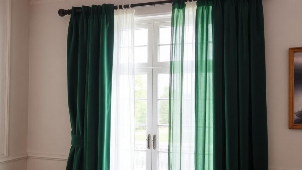 heavy curtains covering window for sound absorption