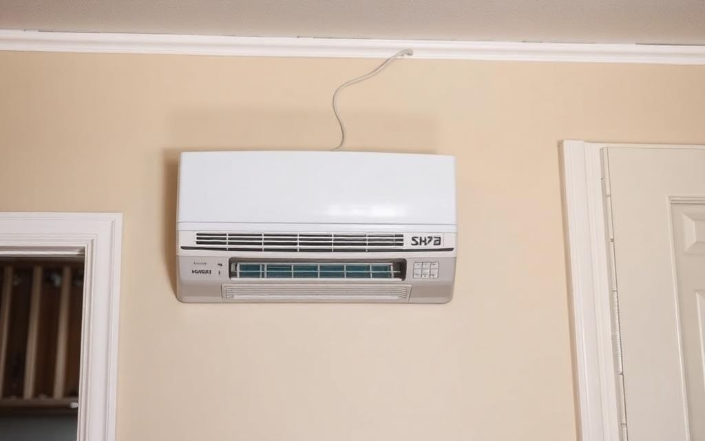 wall-mounted HVAC air conditioning unit in a home producing noise