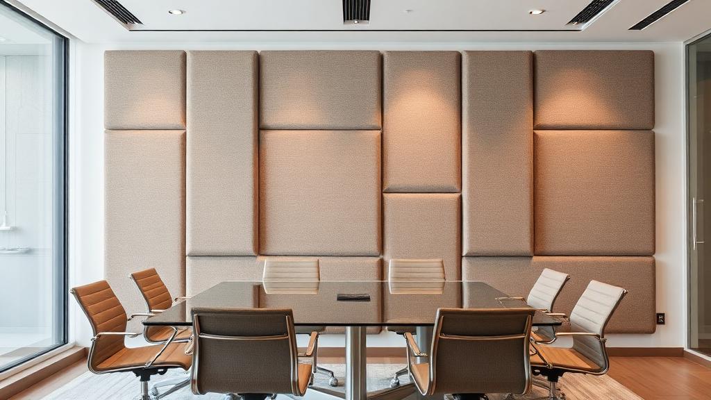 office room with acoustic panels and sound treatment on walls