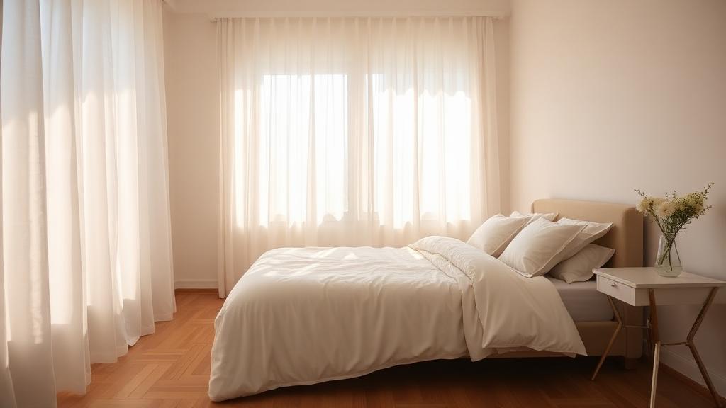 peaceful bedroom in morning light