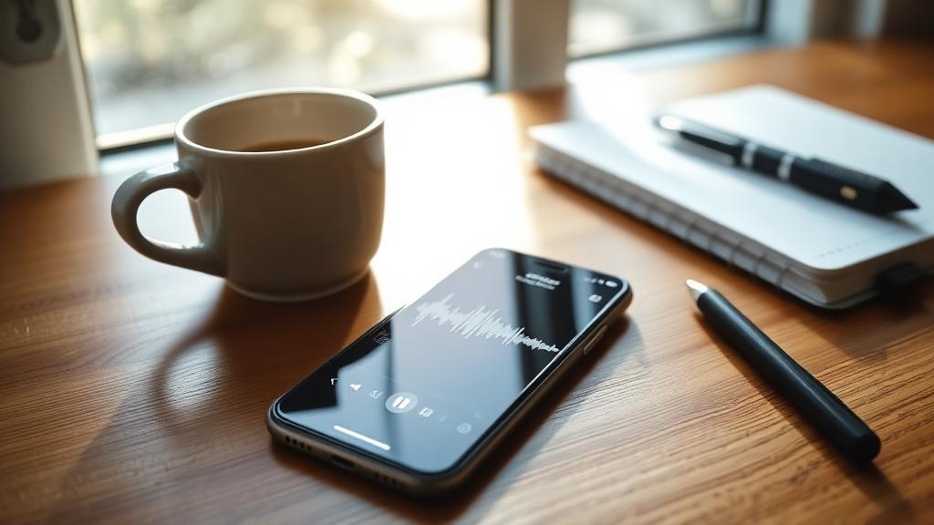 phone on desk measuring ambient noise in workspace